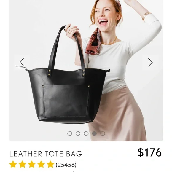 Chic Black Leather Tote Bag - Picture 10 of 10